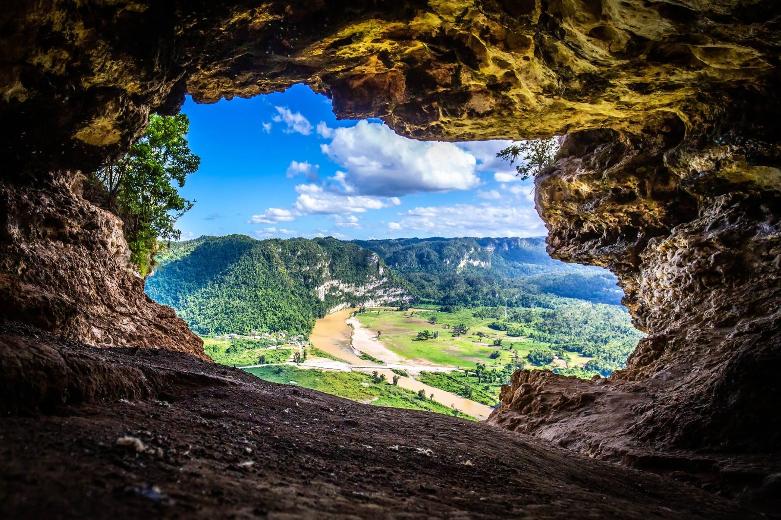 View from cave overlooking Puerto Rico's lush mountain valley
